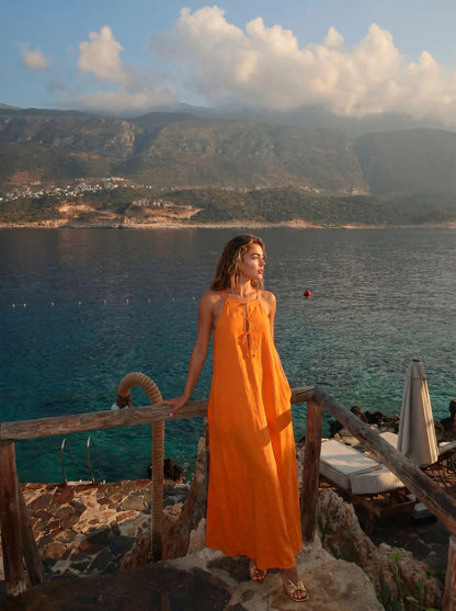 Ivory Dress Orange