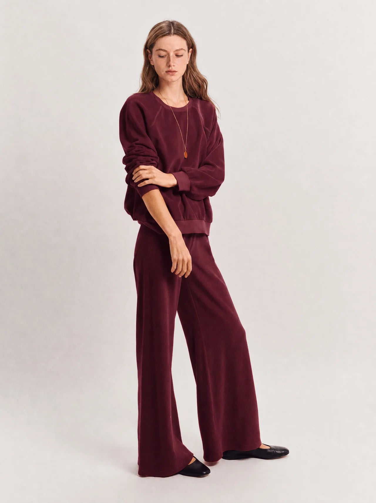 The Velour Trouser — Burgundy